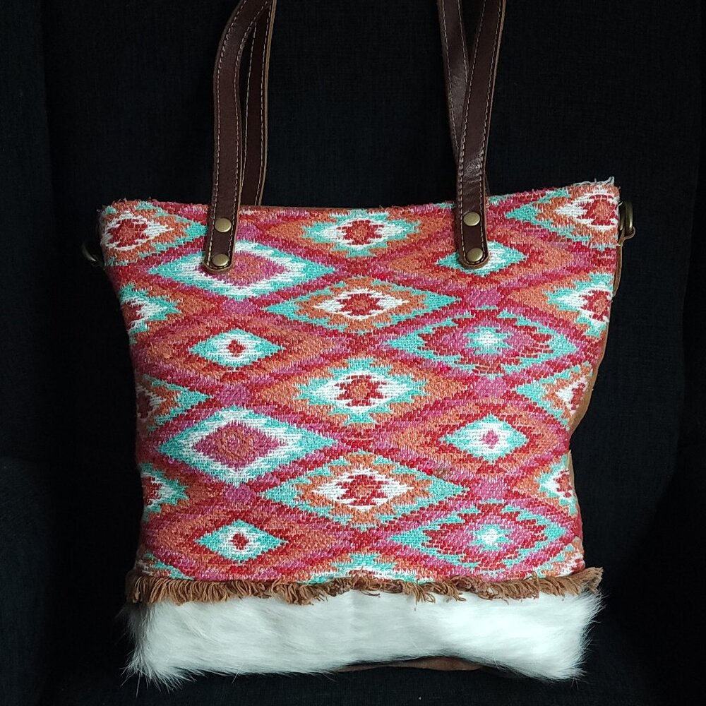 Myra Rinc Canvas & Cowhide Tote Bag